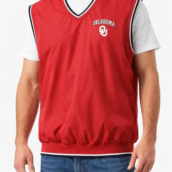 Colosseum Athletics Oklahoma Sooners OU Red Pullover Golf Wind Vest Mens L